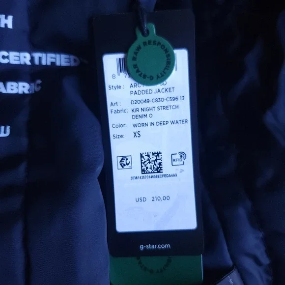 G Star RAW Women Arc Pilot 3D Padded Jacket Dark Wash Denim XS Small NWT $210 - Picture 10 of 14